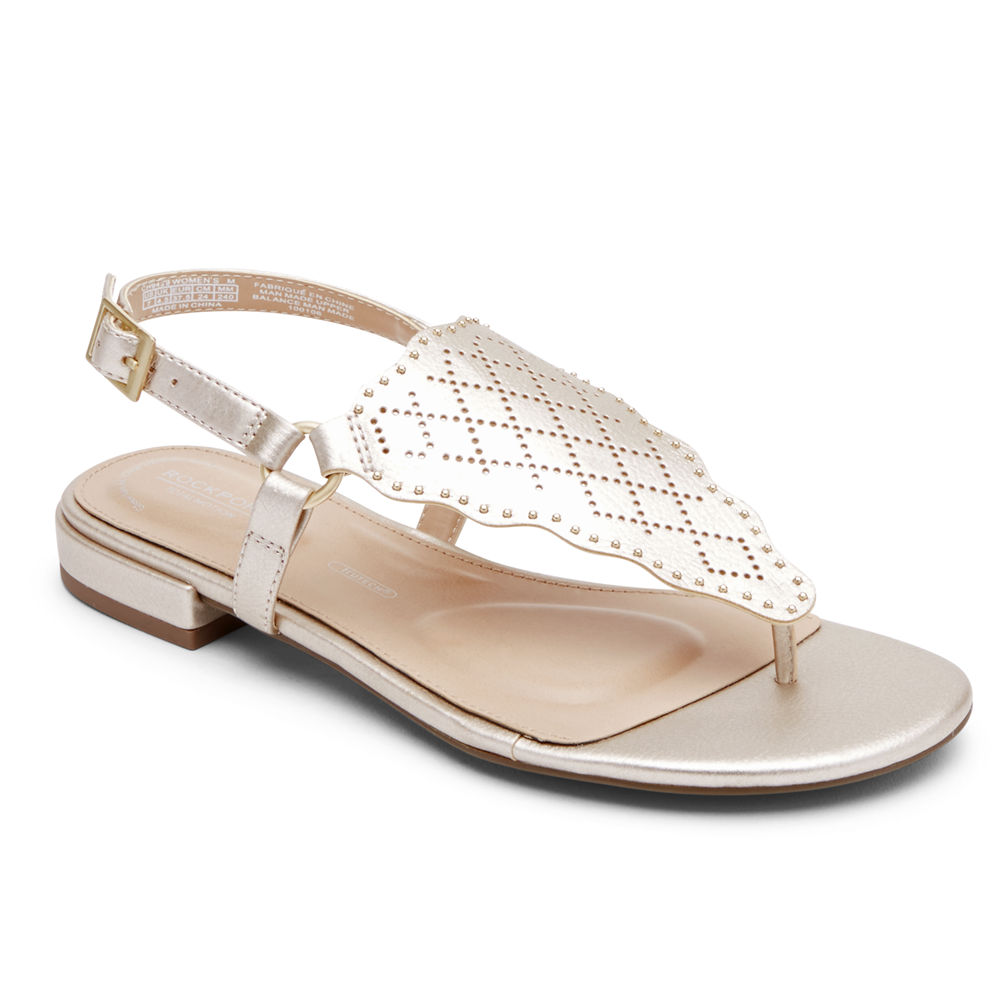 Rockport Thongs For Womens Gold - Total Motion Zosia Perforated - BP1403652